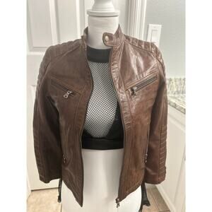 Anzo Cuir Genuine Leather Moto Jacket – Brown (Fits XS–S) Bella sea aesthetic